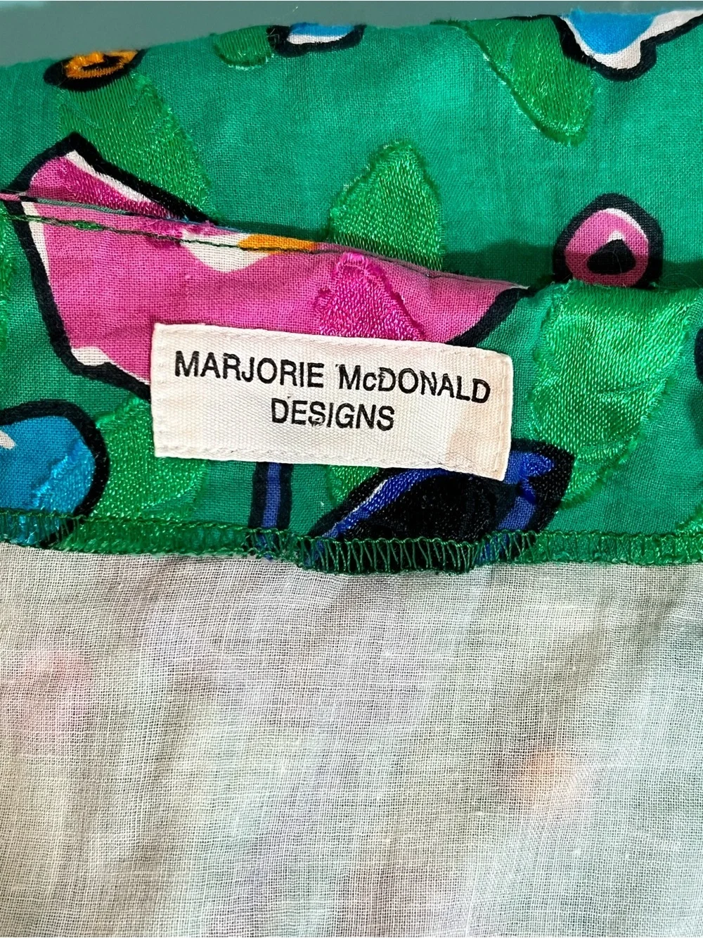 Marjorie McDonald Designs dress sz S/M handmade‎ Green Floral Maxi quiet luxury